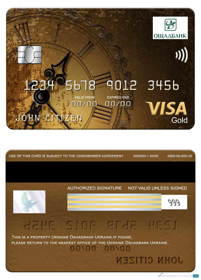Download Ukraine Oshadbank visa gold card Photoshop template